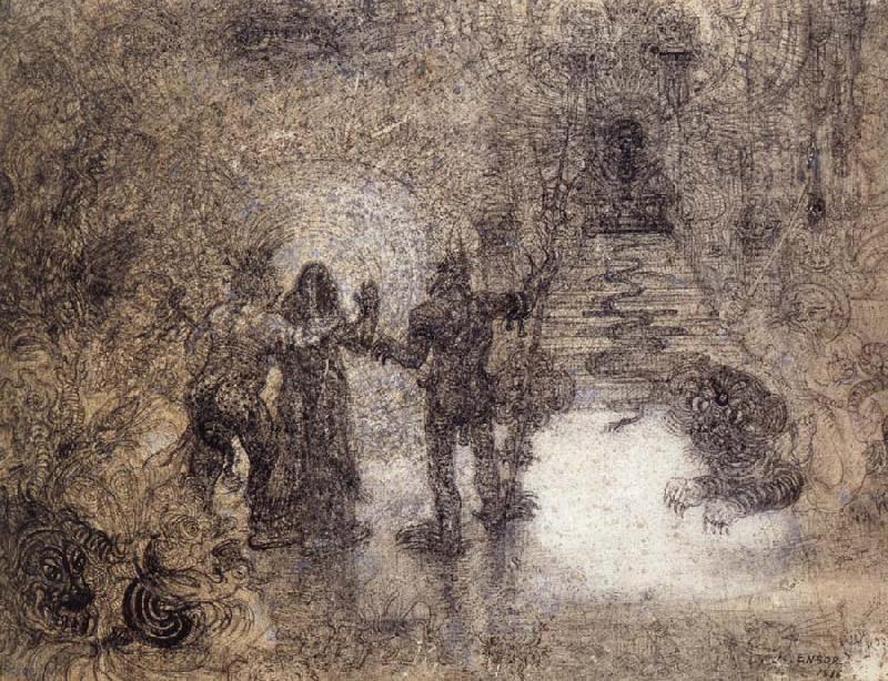 James Ensor The Devils Dzitts and Hihahox,Led by Crazon,Riding a Wild Cat,Accompany Christ to Hell